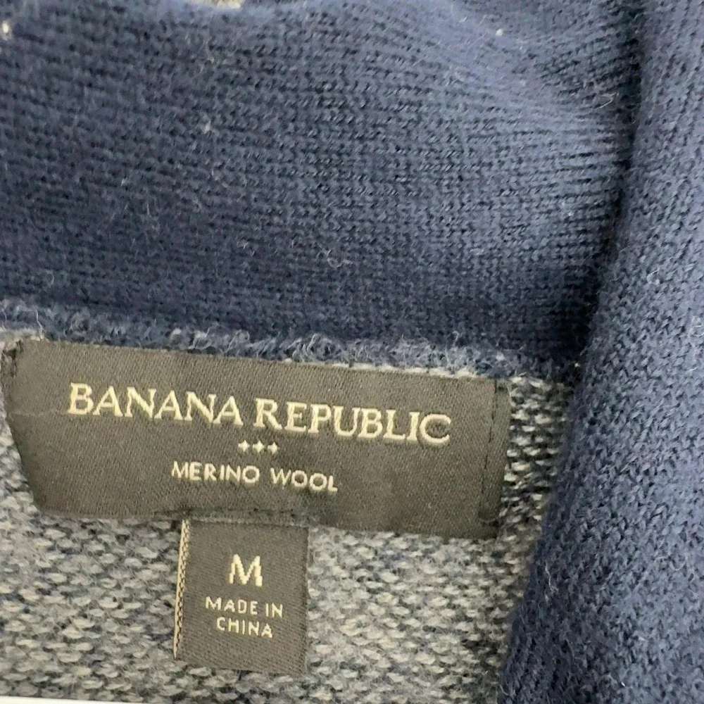Banana Republic Sweater Mens M Gray Merino Wool Shawl Collar Knit Classic Style